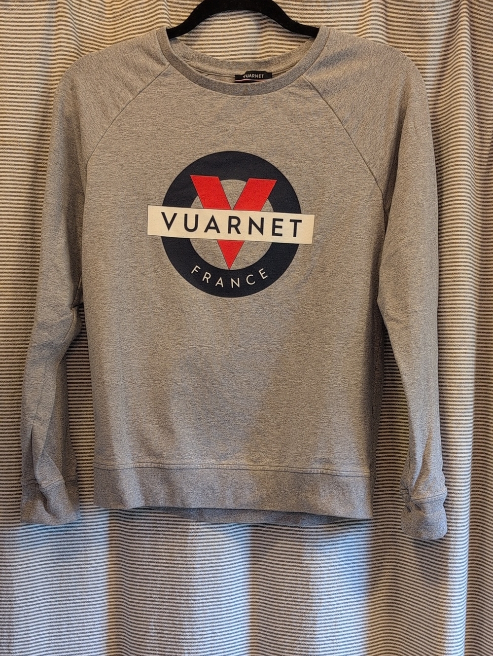 Vuarnet Gray Crewneck Sweatshirt with Red & Navy Logo